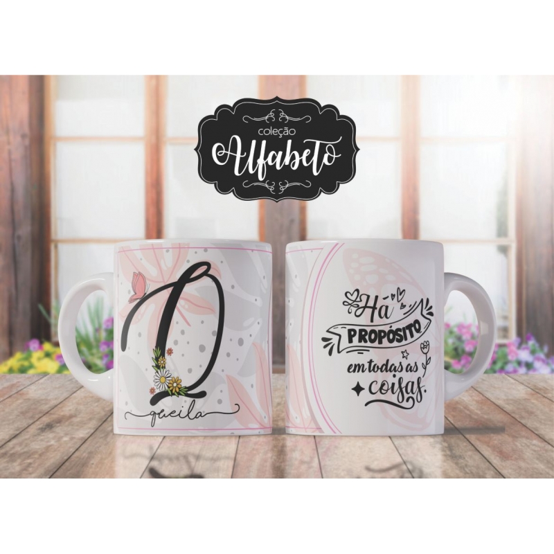 Caneca Personalizada Alfabeto Borboleta (Q)