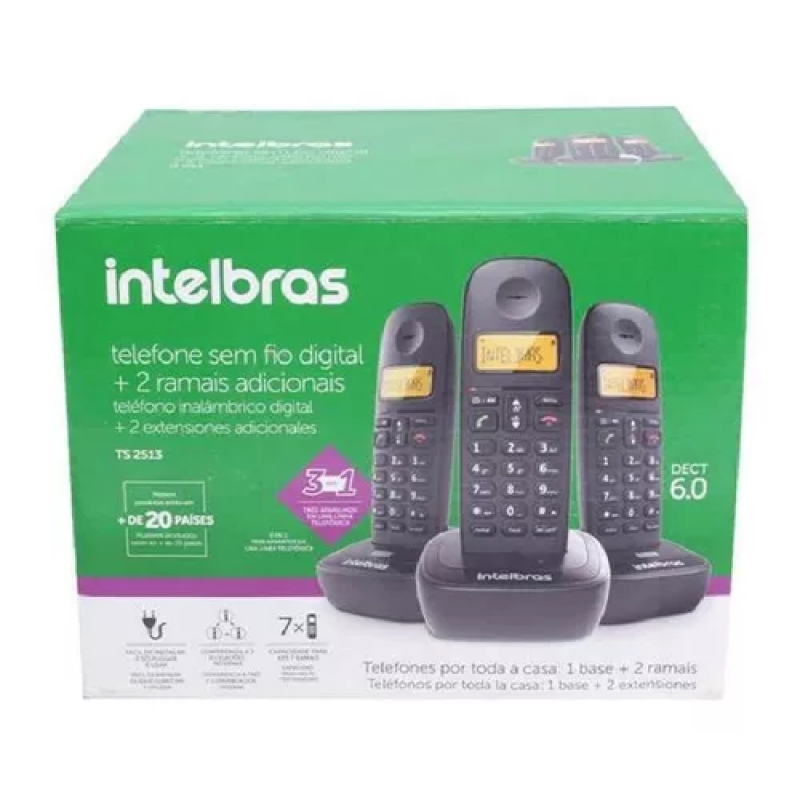 TELEFONE S/FIO TS 2513 PRETO 4122513 - INTELBRAS