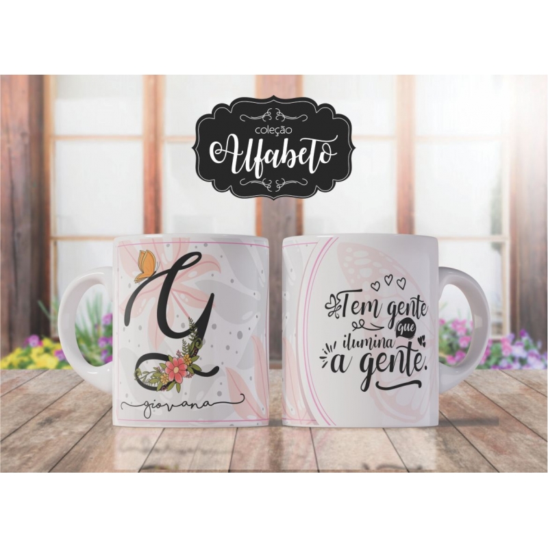 Caneca Personalizada Alfabeto Borboleta (G)