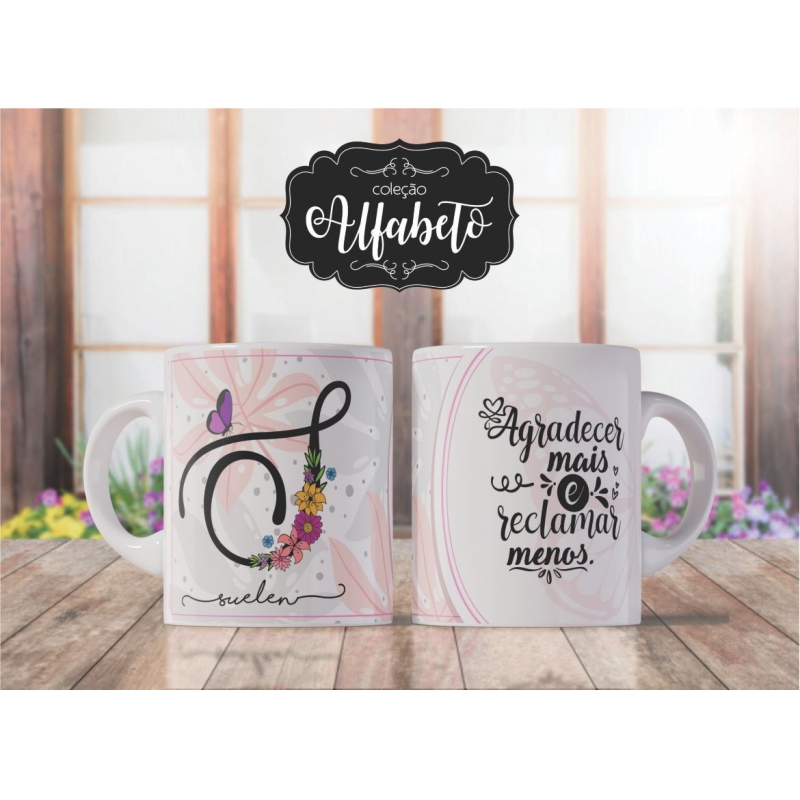 Caneca Personalizada Alfabeto Borboleta (S)