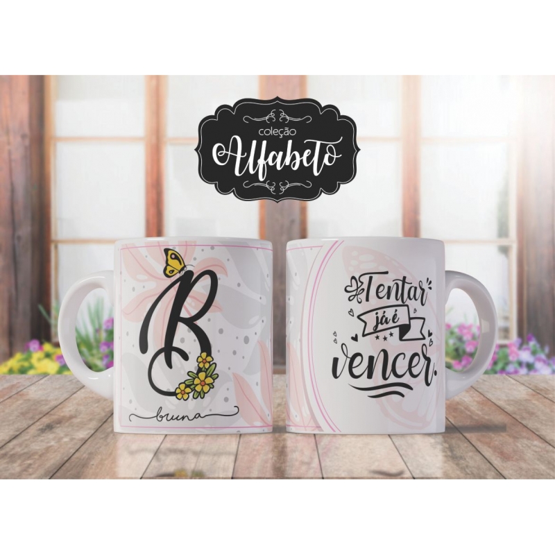 Caneca Personalizada Alfabeto Borboleta (B)