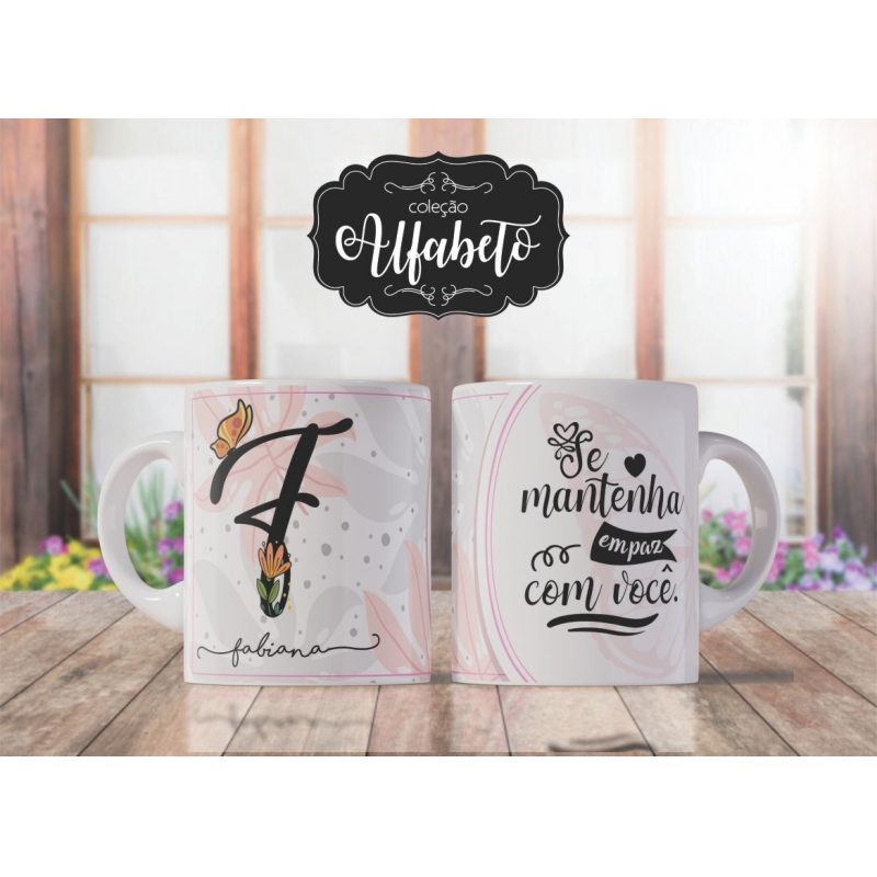 Caneca Personalizada Alfabeto Borboleta (F)