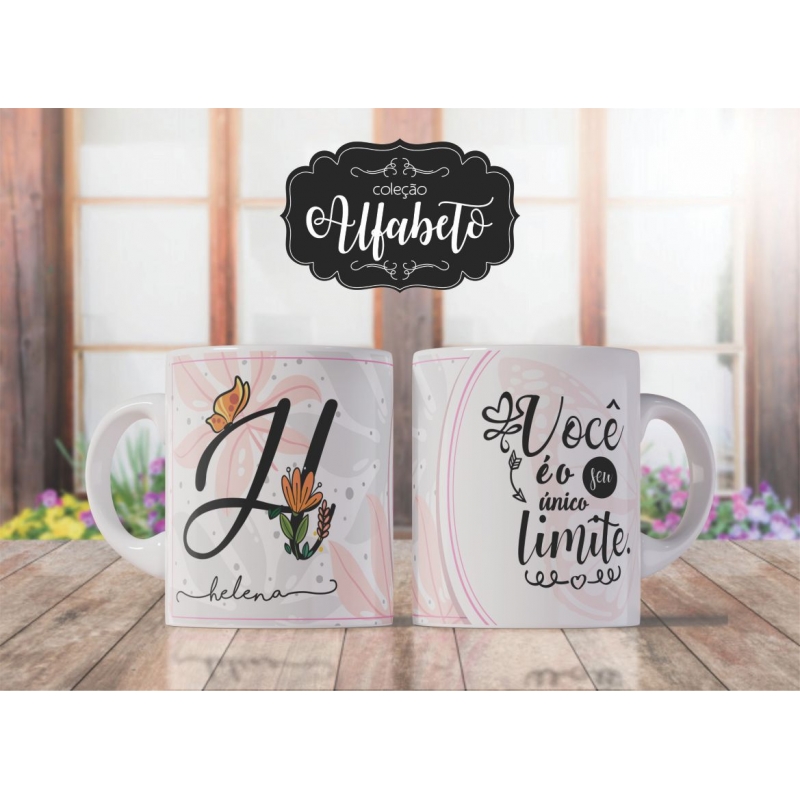 Caneca Personalizada Alfabeto Borboleta (H)