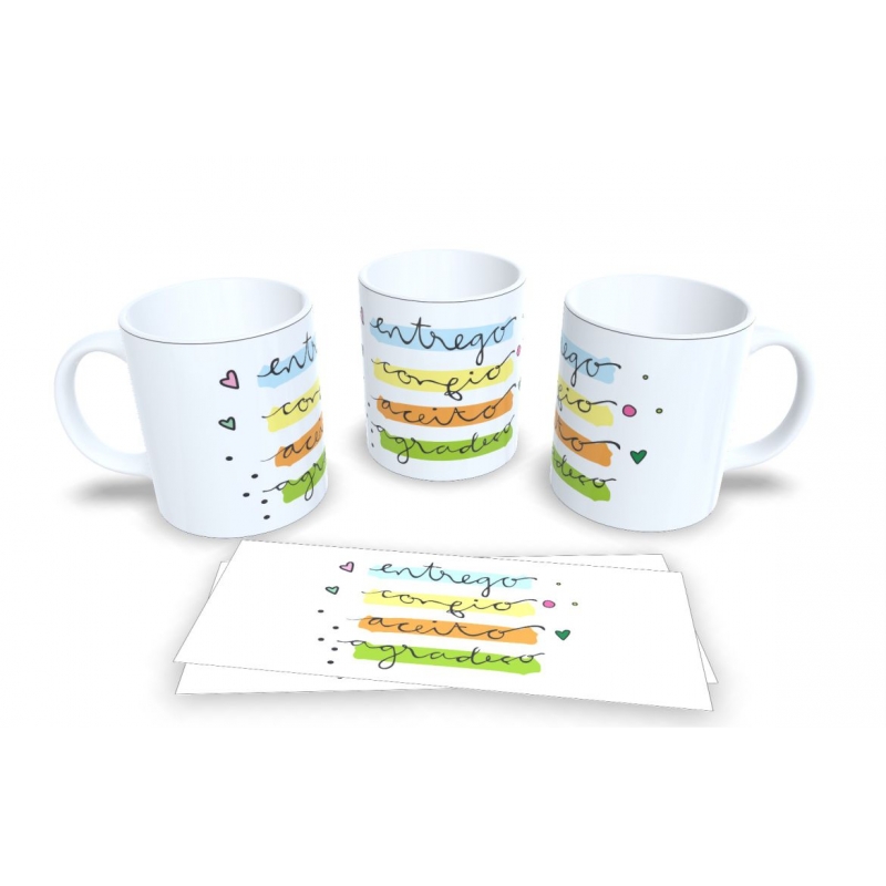 Caneca Personalizada Entrego, Confio, Aceito e Agradeço