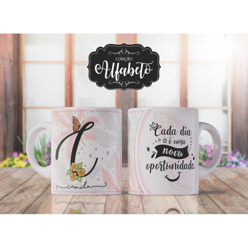 Caneca Personalizada Alfabeto Borboleta (C)