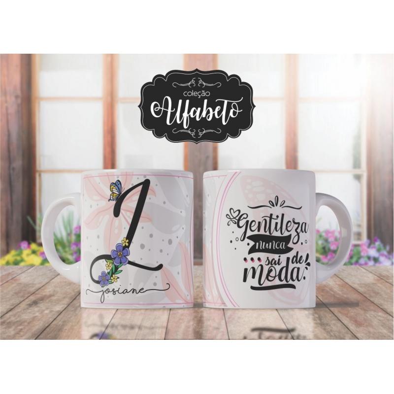 Caneca Personalizada Alfabeto Borboleta (J)