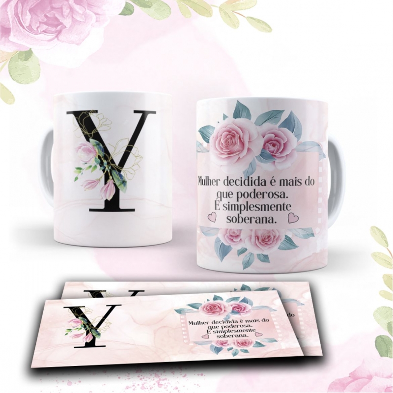 Caneca Personalizada Floral Magnólia (Y)