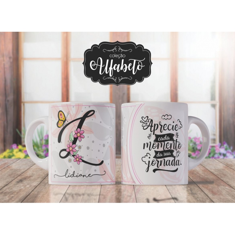 Caneca Personalizada Alfabeto Borboleta (L)