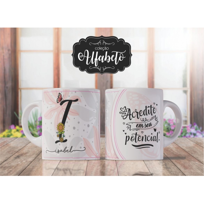 Caneca Personalizada Alfabeto Borboleta (I)