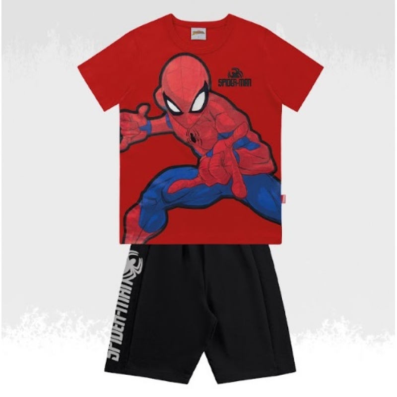 CONJUNTO CURTO MASCULINO SPIDER MAN FAKINI 4 AO 10