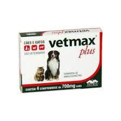 Vermífugo para cães e gatos  VETMAX PLUS com 4 comprimidos