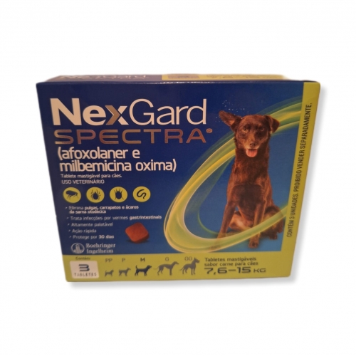 Nexgard Spectra M com 3 tabletes mastigaveis para cães de 7,