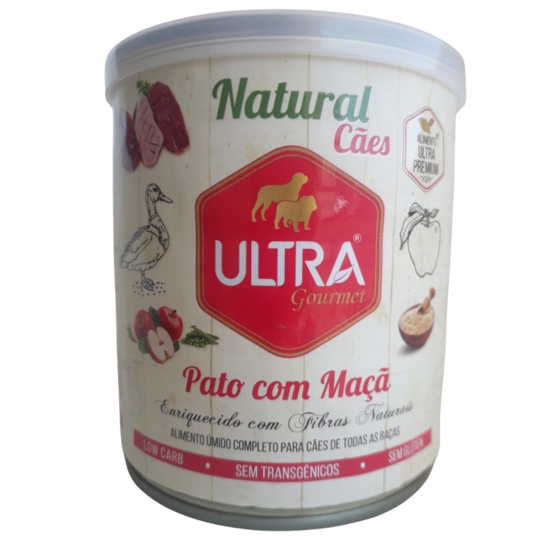 ultra gourmet lata  sabor pato com maça para cães 300g