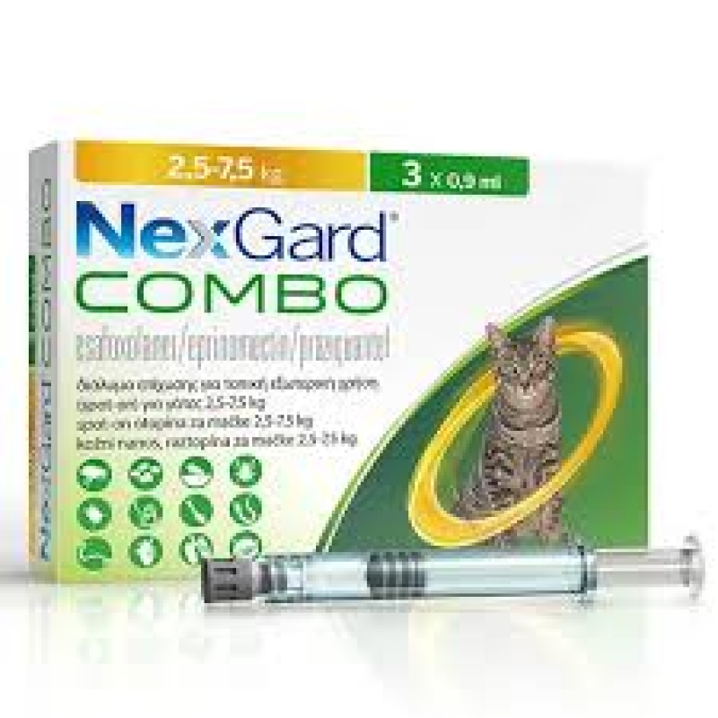 nexgard combo com 3unidades para gatos de 2,5kg até 7,5kg