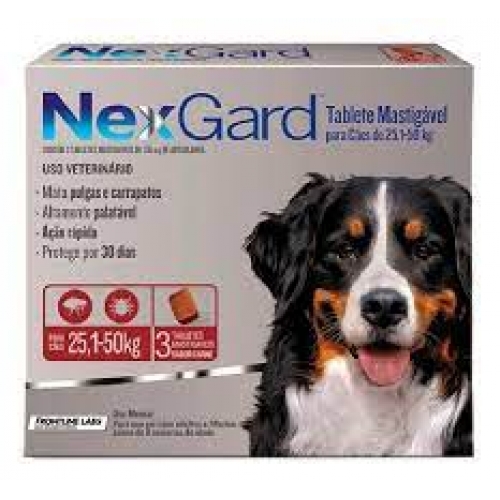 Anti pulgas e carrapatos NEXGARD 3 TABLETES Cães 25 a 50kg