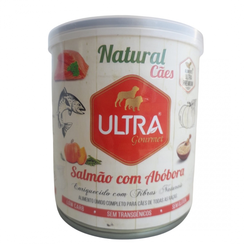 ultra gourmet lata salmão com abobora para cães 300g