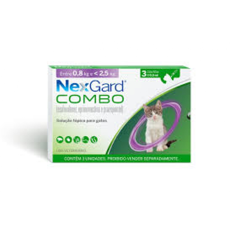 Nexgard combo com 3unidades gatos entre 0,8kg a 2,5kg