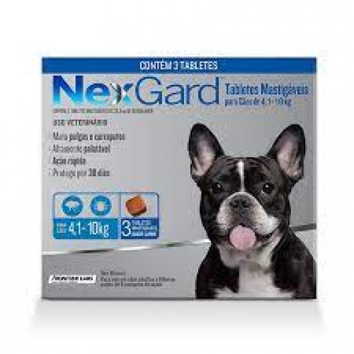 Anti pulgas e Carrapatos NEXGARD 3 Tabletes CÃES DE 4 A 10Kg