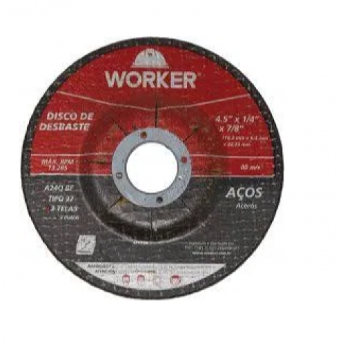 Disco de Desbaste Worker 115 mm x 5,0 mm x 22,23 mm