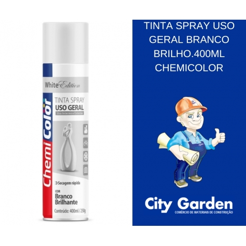 TINTA SPRAY USO GERAL BRANCO BRILHO.400ML CHEMICOLOR