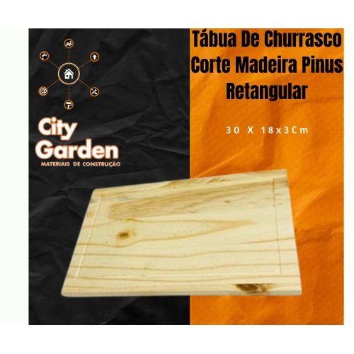 Tábua De Churrasco Corte Madeira Pinus Retangular 30 X 18 Cm