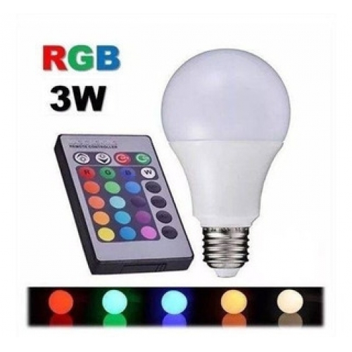 LAMPADA LED BOLINHA 3W RGB COM CONTROLE BIVOLT  JARLAN