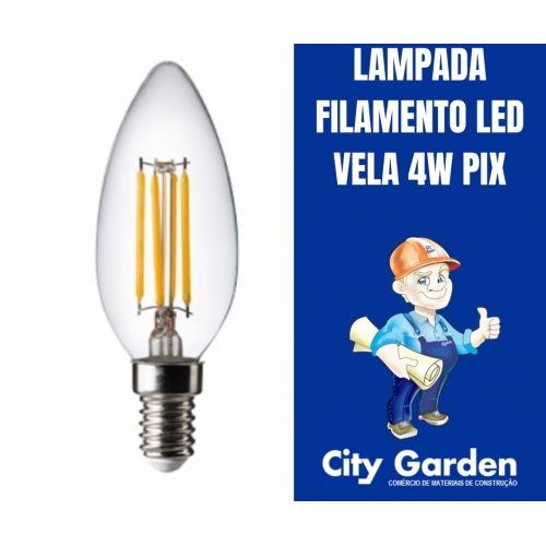 LAMPADA FILAMENTO LED VELA 4W PIX