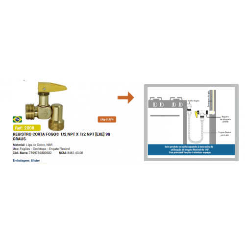 Registro CORTA FOGO  1|2 NPT x 1|2 NPT ExE 90 graus