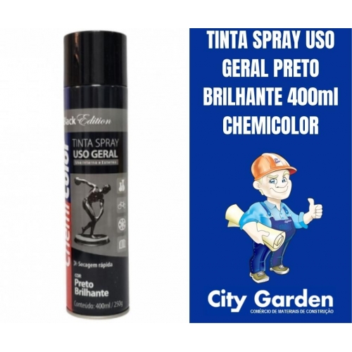 TINTA SPRAY USO GERAL PRETO BRILHANTE 400ml CHEMICOLOR