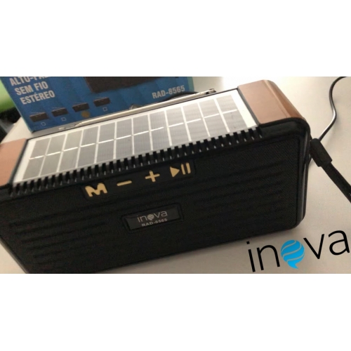 Caixa De Som Bluetooth Painel Solar Rádio Fm Cartão Micro Sd - Plugx