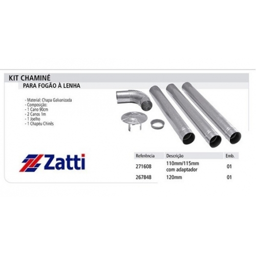 KIT CHAMINE FOGAO 120MM CHAPA GALV - ZATTI