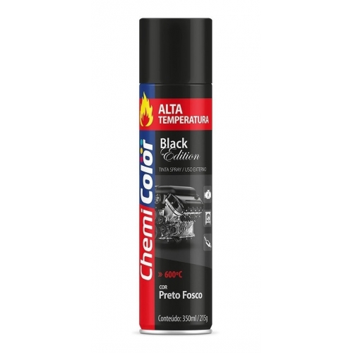 TINTA SPRAY - ALTA TEMPERATURA 400ML PRETO FOSCO CHEMICOLOR