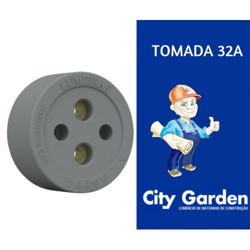 TOMADA TERMOPLASTICO 2 X 30 32A - 500V CINZA LUMIBRAS