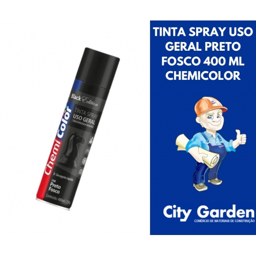 TINTA SPRAY USO GERAL PRETO FOSCO 400 ML CHEMICOLOR