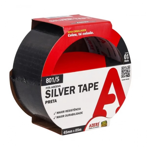 FITA SILVER TAPE PRETA 45 MM X 5 MT ADERE