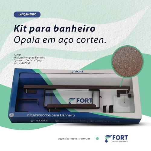 KIT ACESSORIOS PARA BANHEIRO OPALA ACO CORTEN 7 PECAS 77270