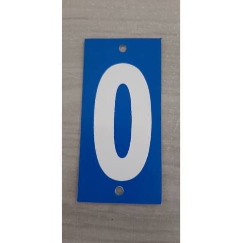 NUMERO 0  DE PVC AZUL 10CMX3CM