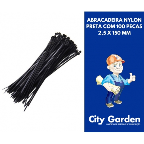 ABRACADEIRA NYLON PRETA COM 100 PECAS 2,5 X 150 MM