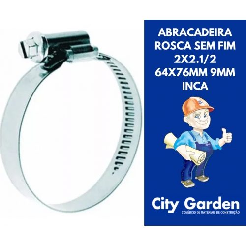 ABRACADEIRA ROSCA SEM FIM 2X2.1/2 64X76MM 9MM INCA