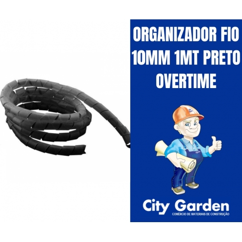 ORGANIZADOR FIO 10 MM 1 MT PRETO OVERTIME