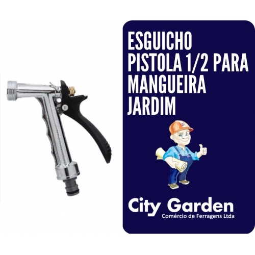 ESGUICHO PARA MANGUEIRA JARDIM PISTOLA ZAMAC PRATA 1/2 KALA