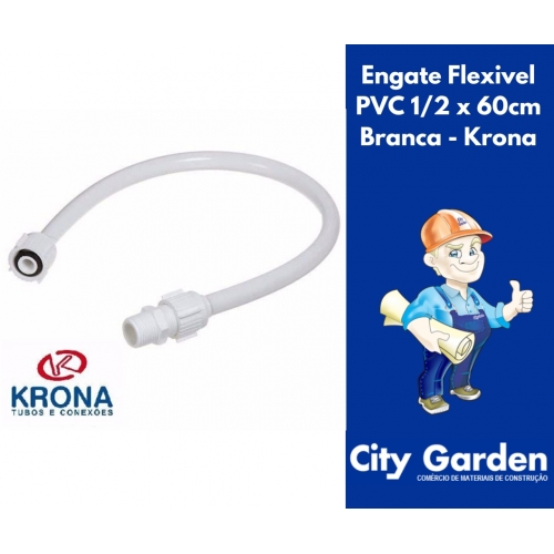 Engate Flexivel PVC 1/2 x 60cm Branca - Krona