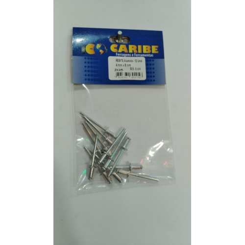 REBITE ALUMINIO - 12 UNID 4mm x 8mm