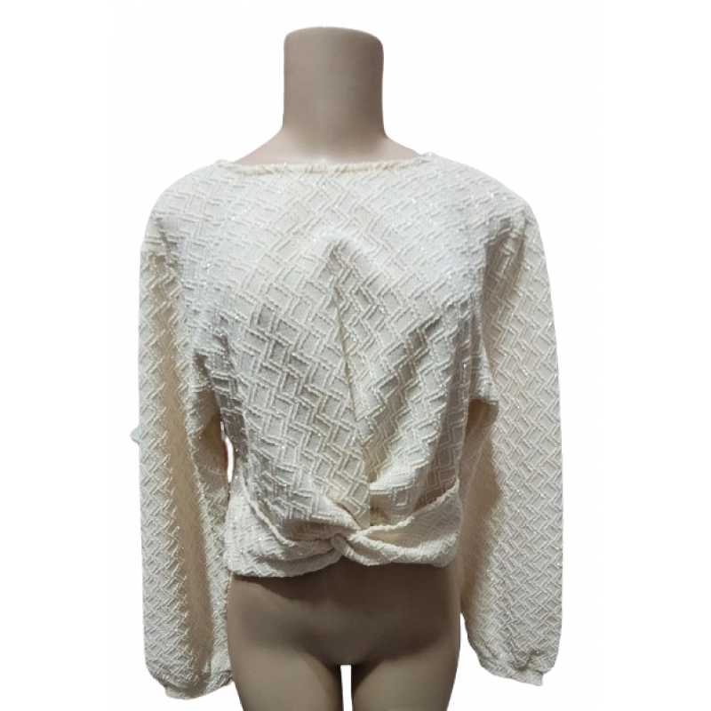 BLUSA LUREX MANGA LONGA OFF WHITE