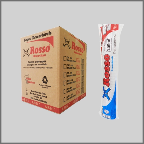 ROSSO COPO TRANSPARENTE 200ML C/100