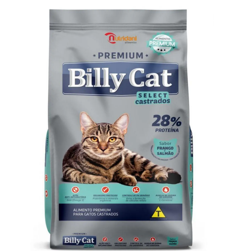 BILLY CAT SELECT CASTRADO FRANGO E SALMAO - 15KG