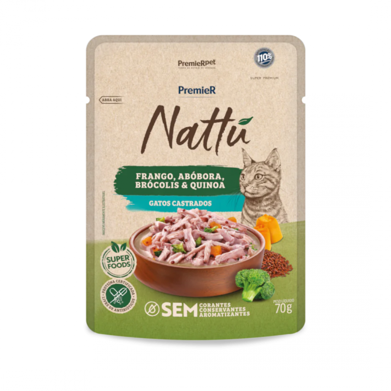 SACHE GOURMET NATTU GATOS CAST. ABOBORA 70G