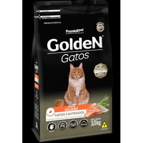 GOLDEN GATO CASTRADO SALMÃO - 3KG