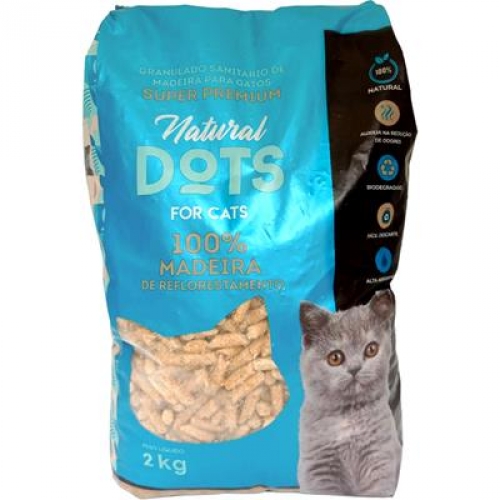 NATURAL DOTS GRANULADO SANITARIO DE MADEIRA PARA GATOS - 2KG