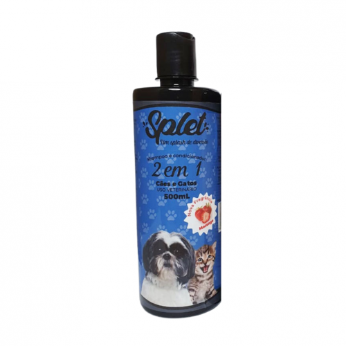 SPLET SHAMPOO E CONDICIONADOR 2 EM 1 MORANGO CAES E GATOS 500ML - 1UN